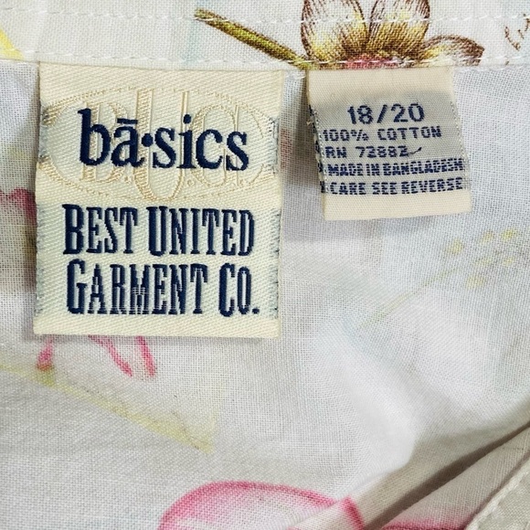 Vintage Floral Cotton Button down Camp Shirt With‎ Garden Print, size 18 - Picture 10 of 12